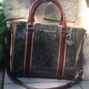 Brahmin Tote Bag in Black, Tan and Merlot.